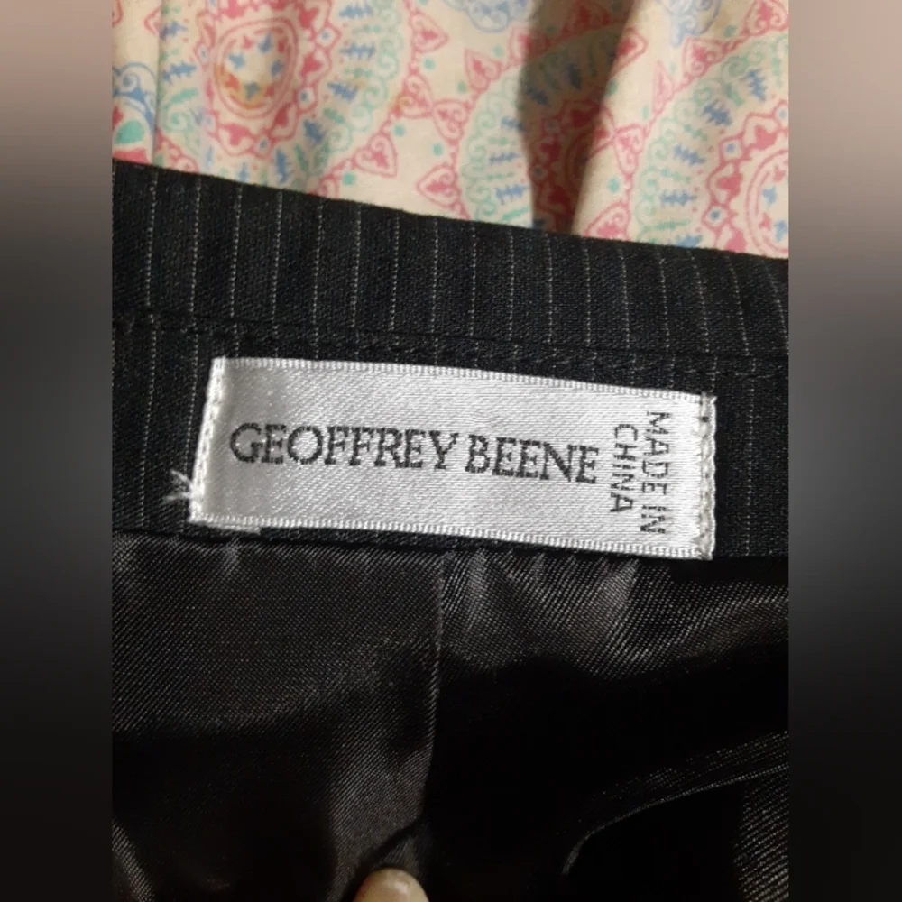 Geoffrey Beene Men's Black Lined Pattern Button Suit Jacket Coat Size 46L